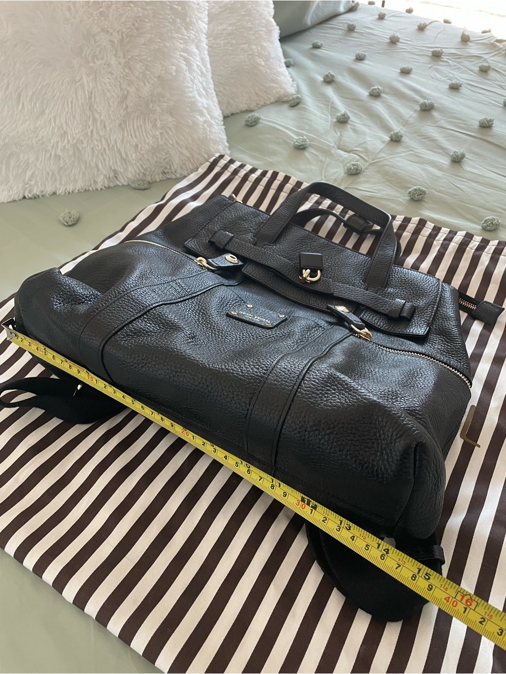 henri bendel Black Leather Convertible Backpack Tote with Gold Hardware - Picture 8 of 8